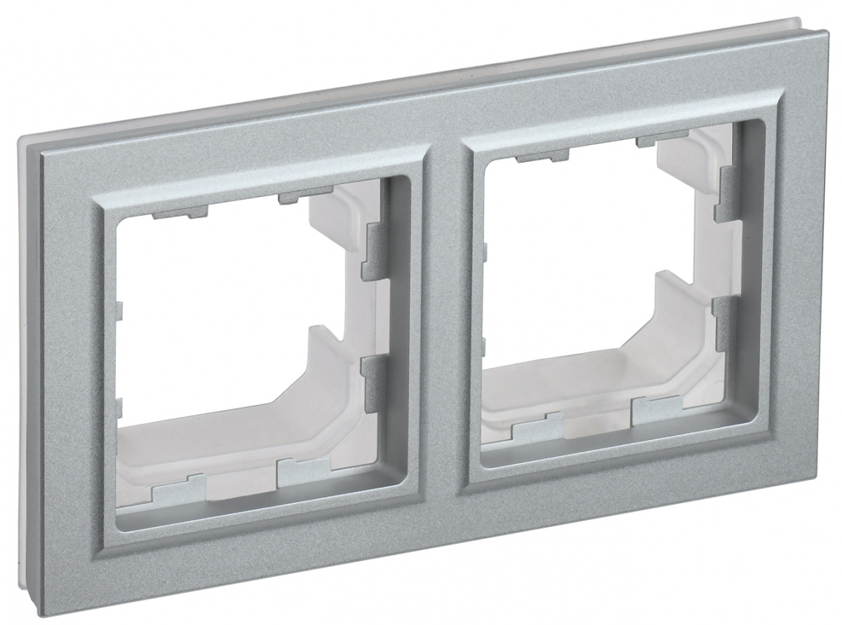 IEK BRITE BASE Алюминий Рамка 2-м IP44 РУ-2-БрА-44