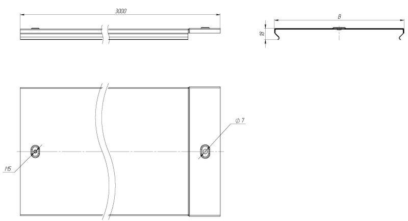 Крышка для лотка осн.500 L3000 сталь 0.7мм оцинк. EKF k50010