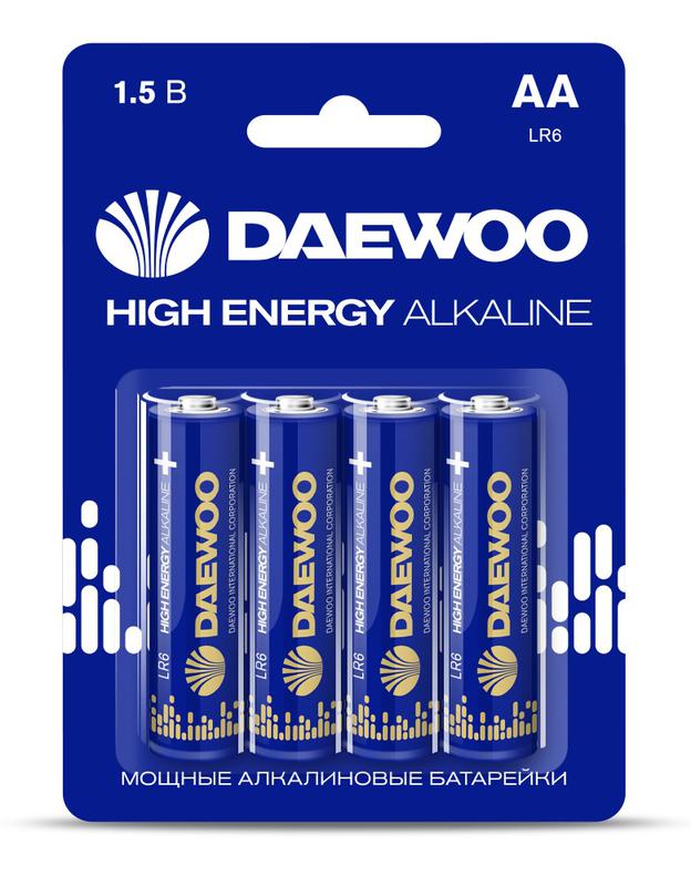 Элемент питания алкалиновый AA/LR6 1.5В High Energy Alkaline 2021 BL-4 (уп.4шт) DAEWOO 5030329