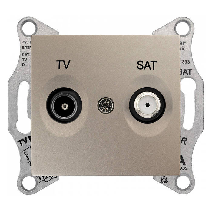 Розетка TV-SAT Schneider Electric SEDNA, скрытый монтаж, титан, SDN3401668