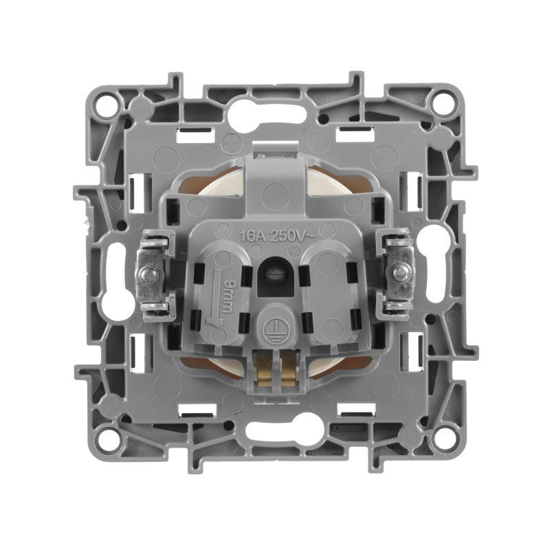 Розетка 1-м СП Etika 16А IP20 250В 2P+E с заземл. немецк. стандарт винтов. клеммы механизм сл. кость Leg 672321