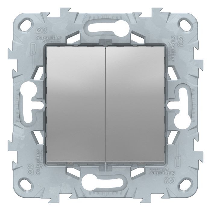 Двухклавишный проходной выключатель Schneider Electric UNICA NEW, алюминий, NU521330