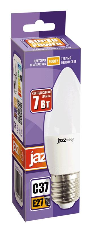 Лампа светодиодная PLED-SP 7Вт C37 свеча 3000К тепл. бел. E27 530лм 230В JazzWay 1027825-2